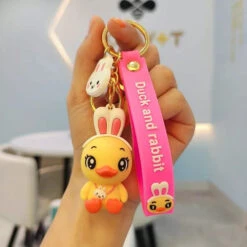 Porte-clés Canard Lapin Rose