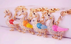 Porte-Clés Canard Couronne Strass Bleu -Animalière Décoration Magasin file 2034