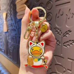 Porte Clefs Canard Chat Chanceux -Animalière Décoration Magasin file 2284