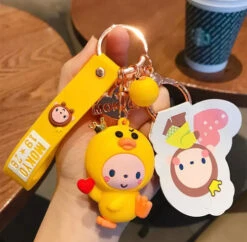 Porte Clés Singe Canard Cœur -Animalière Décoration Magasin file 2610