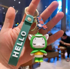 Porte Clés Chat Déguisé En Canard Vert