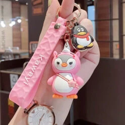 Porte Clés Pingouin Licorne Rose