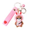 Porte Clés Chien Lapin Rose -Animalière Décoration Magasin file 2831