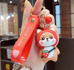 Porte Clés Chien Fraise