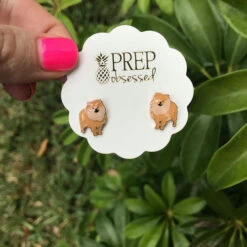 Boucles D'Oreilles Loulou De Pomeranie -Animalière Décoration Magasin file 3107