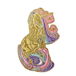 Pins Licorne Squelette Dorée