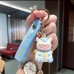 Porte Clés Mouton Licorne Bleu