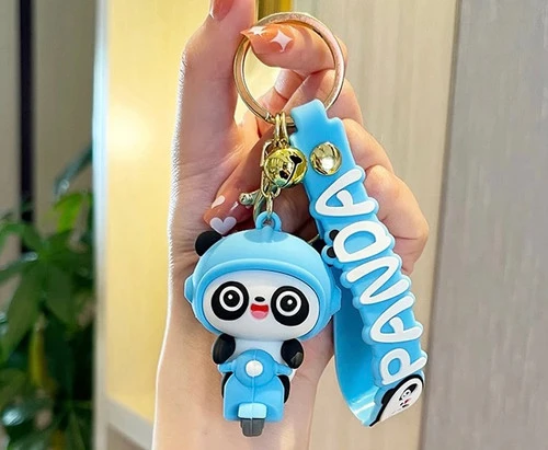 Porte Clés Panda Scooter Bleu