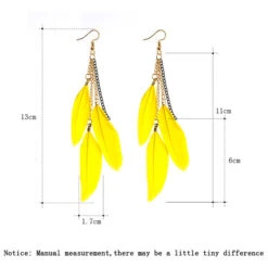 Boucles D'Oreilles Plume Jaune -Animalière Décoration Magasin file 3777