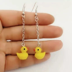 Longues Boucles D'Oreilles Canard Jaune