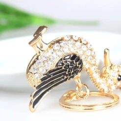 Porte-Clés Canard Couronne Strass Noir -Animalière Décoration Magasin file 384