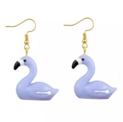 Boucles D'Oreilles Flamant Violet