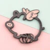 Porte Clés Anneau Cochon Ailé -Animalière Décoration Magasin file 4139