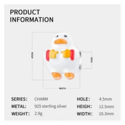 Charm Canard Blanc Pour Bracelet -Animalière Décoration Magasin file 4173