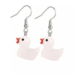 Boucles D'Oreilles Canard Blanc
