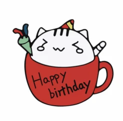 Pins Chat Anniversaire Teacup
