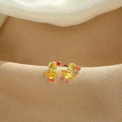 Boucles D'Oreilles Canard Strass -Animalière Décoration Magasin file 4252