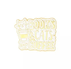 Pins Chat Books & Cats And Coffee