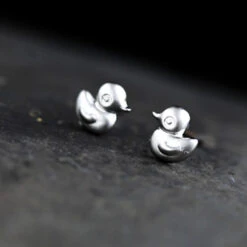 Boucles D'Oreilles Canard Argenté -Animalière Décoration Magasin file 4378